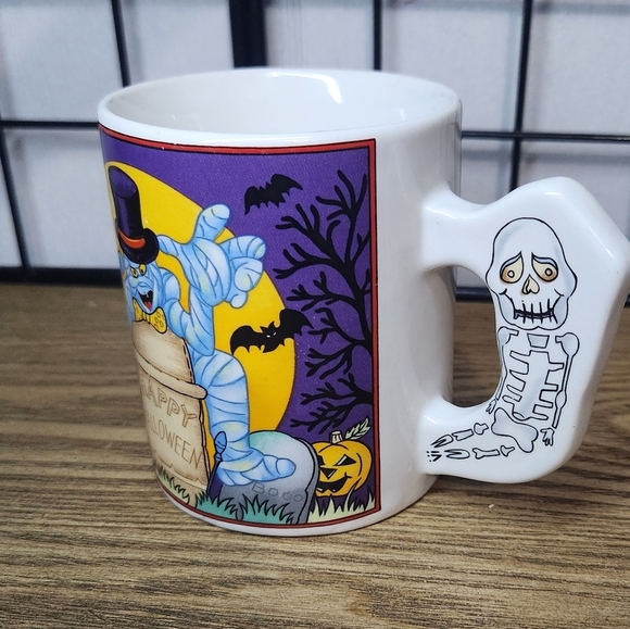 Halloween Ghost Mug with Skeleton Handle - Picture 2 of 5